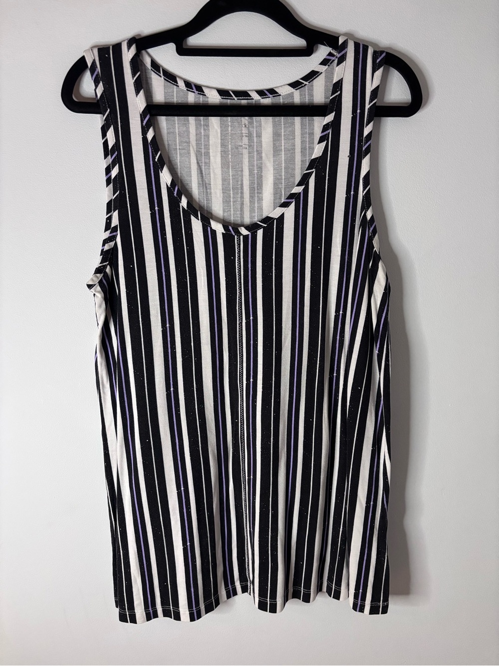 Michel Studio Sleeveless Vertical Stripe with Specks Tank Top - Picture 2 of 5